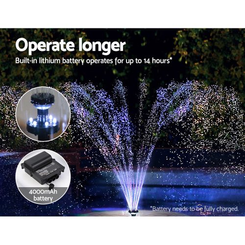 Solar Pond Pump with Battery Kit LED Lights 4.3FT