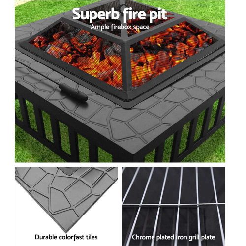 Fire Pit BBQ Grill 2-In-1 Table