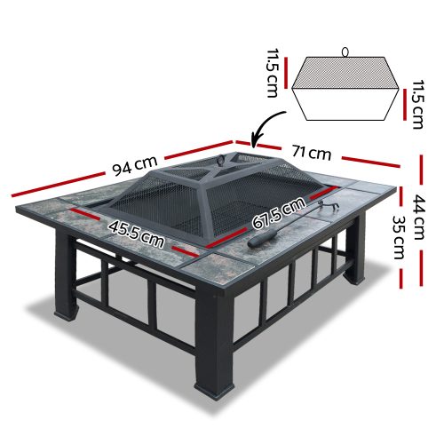 Fire Pit BBQ Grill Ice Bucket 3-In-1 Table