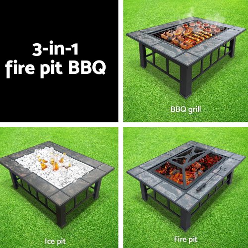 Fire Pit BBQ Grill Ice Bucket 3-In-1 Table