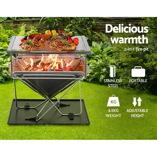 Fire Pit BBQ Grill with Carry Bag Camping