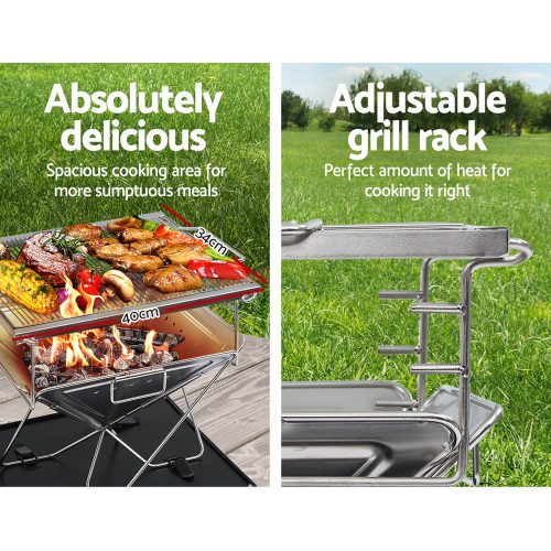 Fire Pit BBQ Grill with Carry Bag Camping