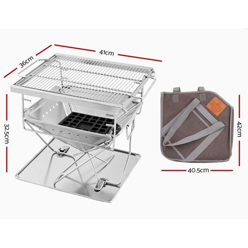 Fire Pit BBQ Grill with Carry Bag Camping