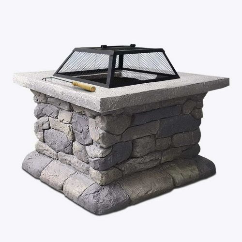 Stone Base Outdoor Patio Heater Fire Pit Table – 55x55x50 cm