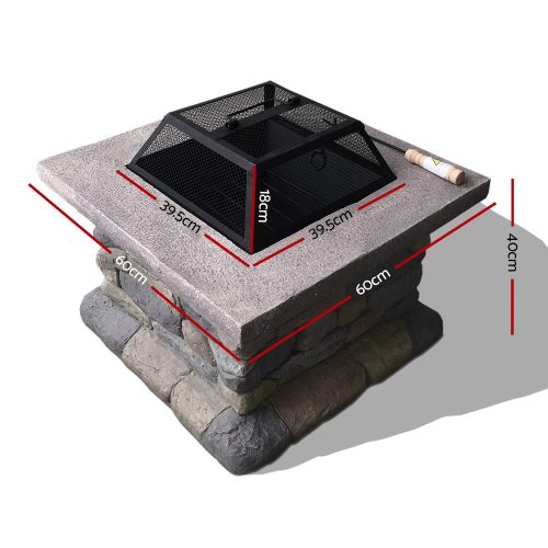 Stone Base Outdoor Patio Heater Fire Pit Table – 55x55x50 cm