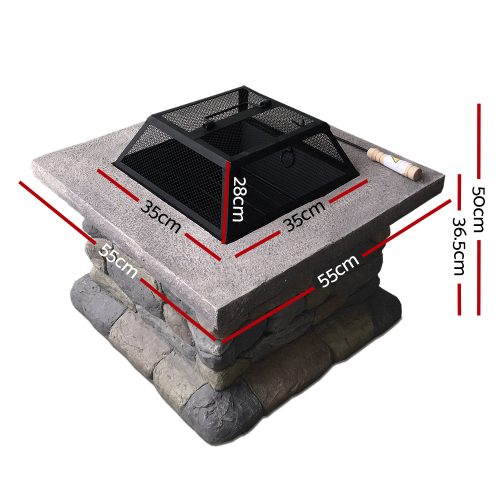 Stone Base Outdoor Patio Heater Fire Pit Table – 55x55x50 cm