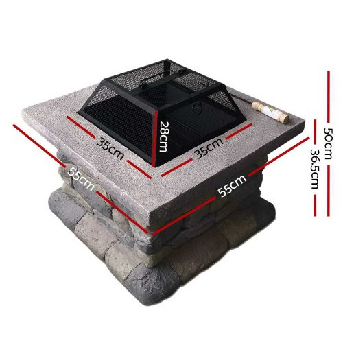 Stone Base Outdoor Patio Heater Fire Pit Table – 55x55x50 cm