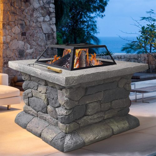 Stone Base Outdoor Patio Heater Fire Pit Table – 55x55x50 cm