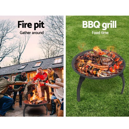 Fire Pit BBQ Charcoal Smoker Portable Outdoor Camping Pits Patio Fireplace – 76x76x42.5 cm