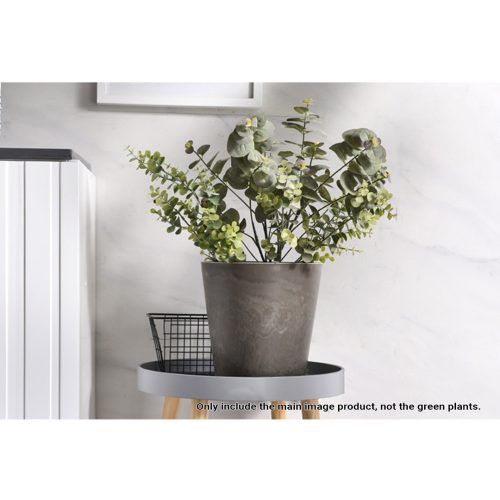 Round Resin Plant Flower Pot in Cement Pattern Planter Cachepot for Indoor Home Office