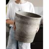 Round Resin Plant Flower Pot in Cement Pattern Planter Cachepot for Indoor Home Office