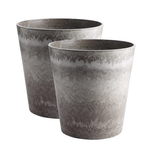 Round Resin Plant Flower Pot in Cement Pattern Planter Cachepot for Indoor Home Office