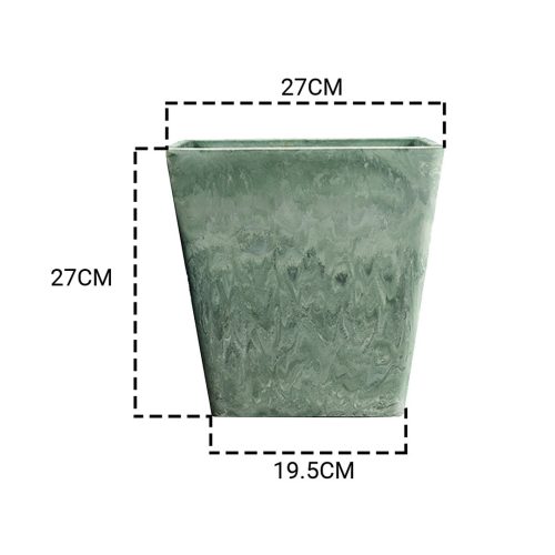 27cm Square Resin Plant Flower Pot in Cement Pattern Planter Cachepot for Indoor Home Office