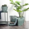 27cm Square Resin Plant Flower Pot in Cement Pattern Planter Cachepot for Indoor Home Office