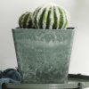 27cm Square Resin Plant Flower Pot in Cement Pattern Planter Cachepot for Indoor Home Office