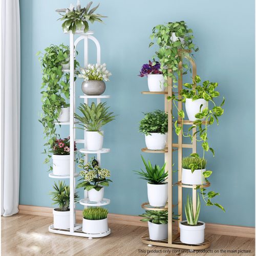 Round Metal Plant Rack Flowerpot Storage Display Stand Holder Home Garden Decor