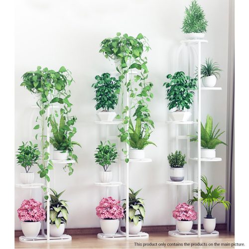 Round Metal Plant Rack Flowerpot Storage Display Stand Holder Home Garden Decor