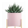 Pink Metal Tiered Plant Stand Flower Pots Holders Foldable Rack Indoor Display