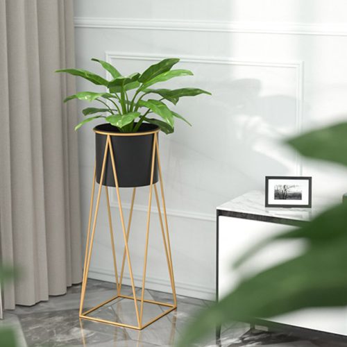 50cm Gold Metal Plant Stand with Flower Pot Holder Corner Shelving Rack Indoor Display