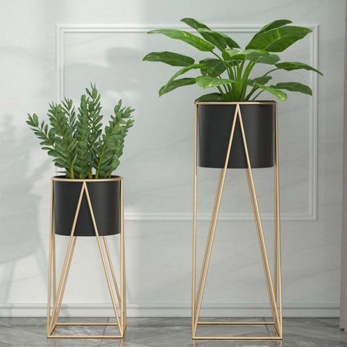 50cm Gold Metal Plant Stand with Flower Pot Holder Corner Shelving Rack Indoor Display