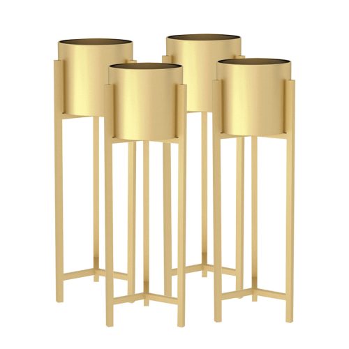 30CM Gold Metal Plant Stand with Flower Pot Holder Corner Shelving Rack Indoor Display