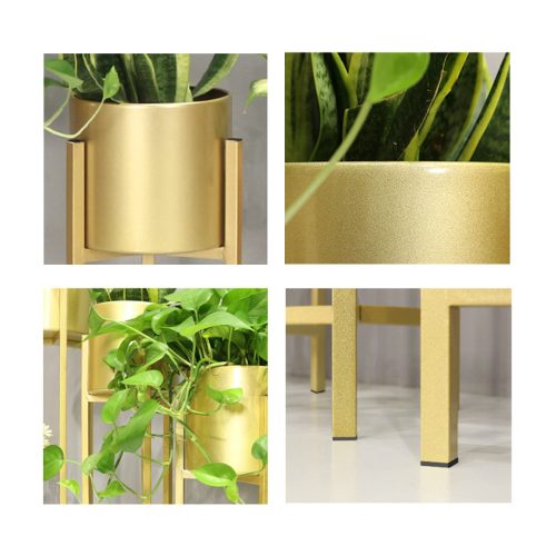 30CM Gold Metal Plant Stand with Flower Pot Holder Corner Shelving Rack Indoor Display