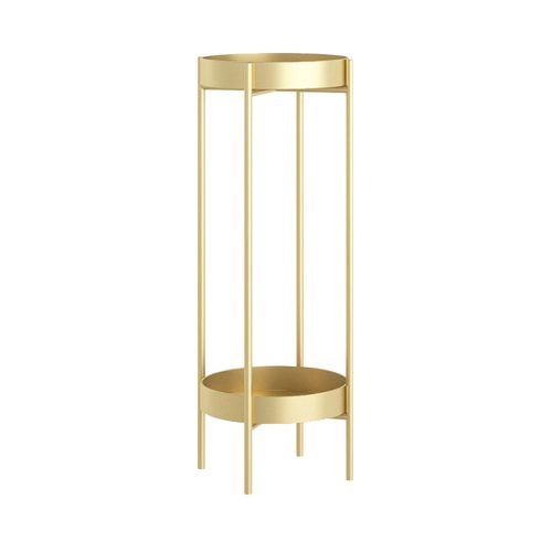 2 Layer 80cm Gold Metal Plant Stand Flower Pot Holder Corner Shelving Rack Indoor Display – 1