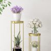 2 Layer 80cm Gold Metal Plant Stand Flower Pot Holder Corner Shelving Rack Indoor Display – 1