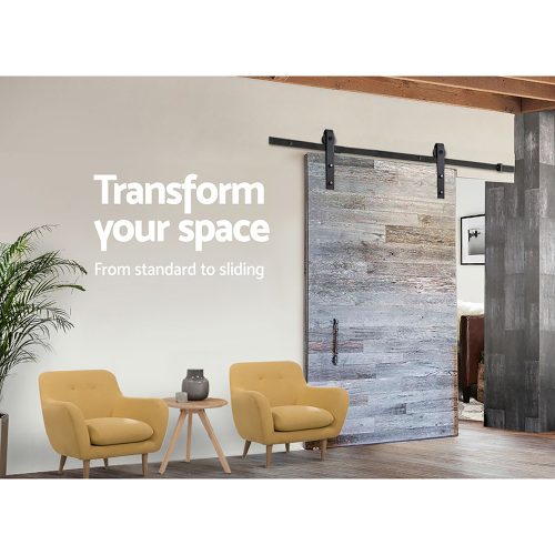Sliding Barn Door Hardware Track Set Roller Kit Slide Office Bedroom – 2.44 M