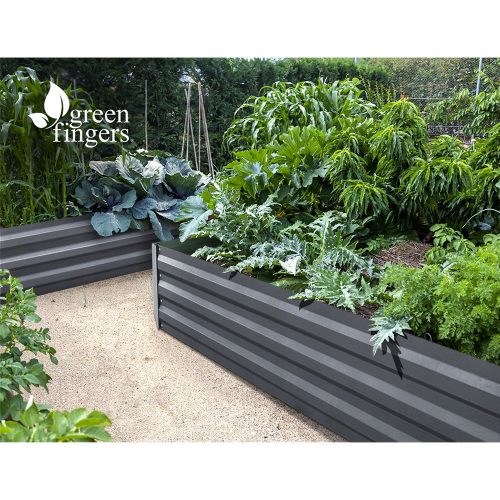 Green Fingers Galvanised Steel Garden Bed – Aliminium Grey – 180x90x30 cm