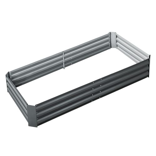 Green Fingers Galvanised Steel Garden Bed – Aliminium Grey – 180x90x30 cm