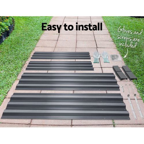 Green Fingers Galvanised Steel Garden Bed – Aliminium Grey – 180x90x30 cm