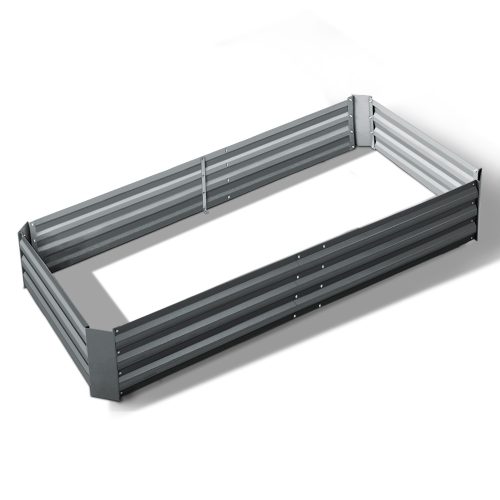 Green Fingers Galvanised Steel Garden Bed – Aliminium Grey – 210x90x30 cm