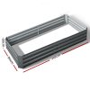 Green Fingers Galvanised Steel Garden Bed – Aliminium Grey – 210x90x30 cm