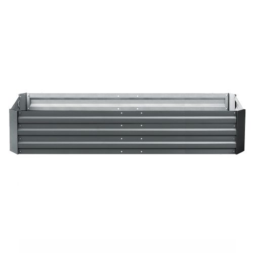 Green Fingers Galvanised Steel Garden Bed – Aliminium Grey – 210x90x30 cm