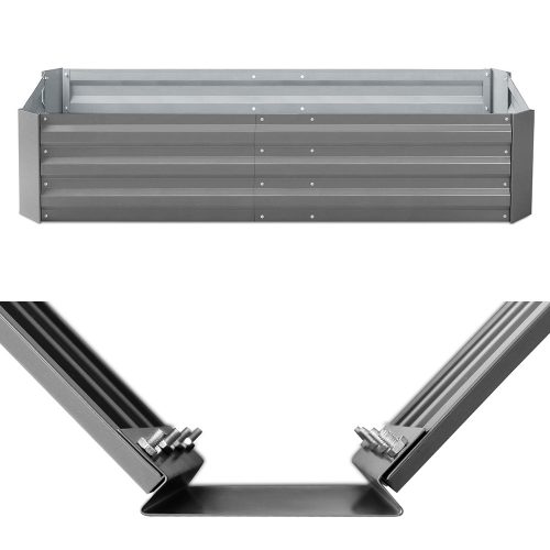 Green Fingers Galvanised Steel Garden Bed – Aliminium Grey – 210x90x30 cm