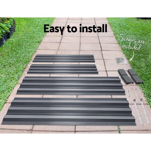 Green Fingers Galvanised Steel Garden Bed – Aliminium Grey – 210x90x30 cm