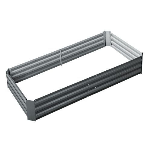 Green Fingers Galvanised Steel Garden Bed – Aliminium Grey – 210x90x30 cm