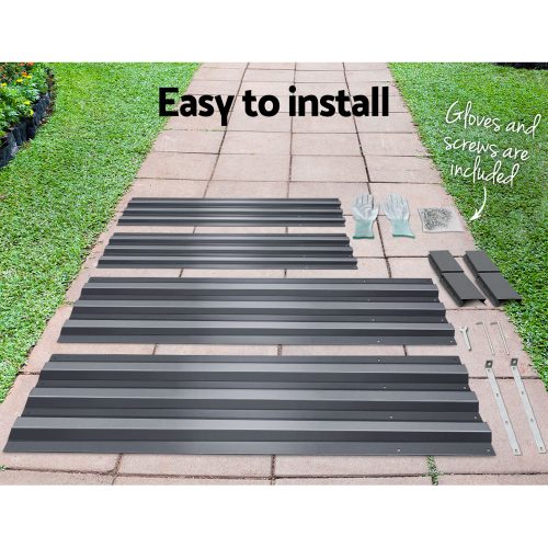 Green Fingers Galvanised Steel Garden Bed – Aliminium Grey – 210x90x30 cm