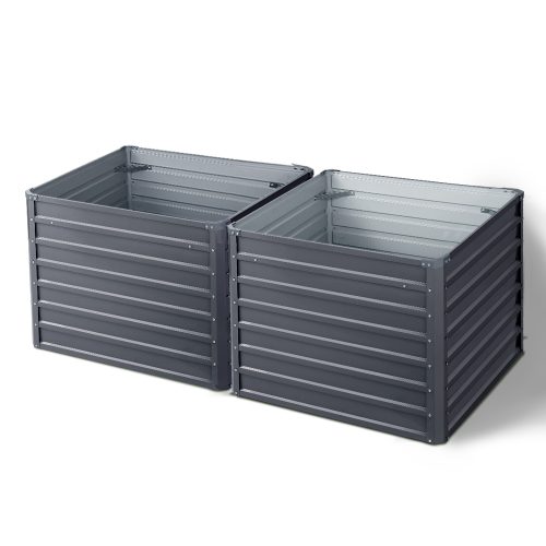 Garden Bed 2PCS Galvanised Steel Raised Planter – 100x100x77 cm