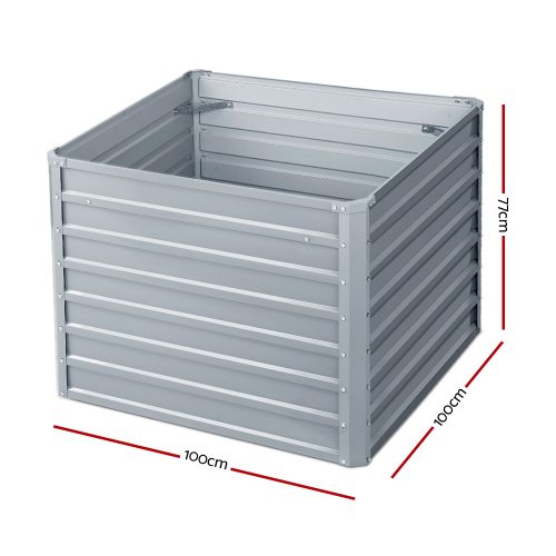 Garden Bed 2PCS Galvanised Steel Raised Planter – 100x100x77 cm