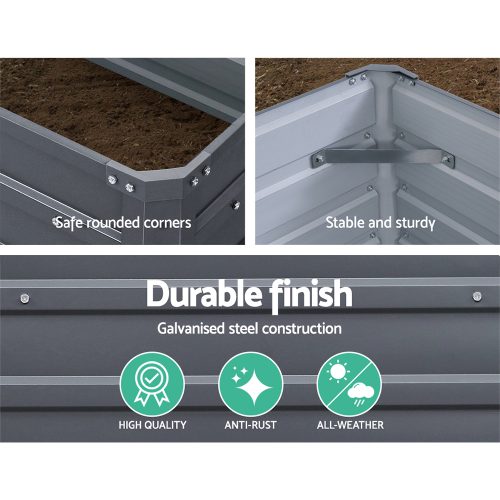 Garden Bed 2PCS Galvanised Steel Raised Planter – 100x100x77 cm