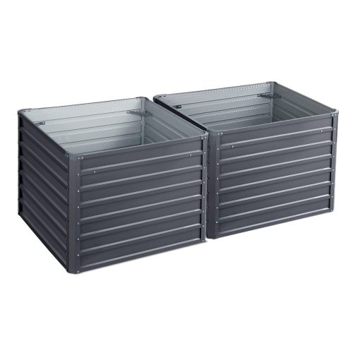 Garden Bed 2PCS Galvanised Steel Raised Planter – 100x100x77 cm
