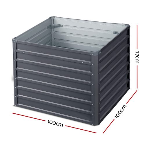 Garden Bed 2PCS Galvanised Steel Raised Planter – 100x100x77 cm