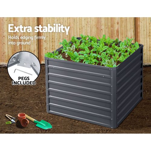 Garden Bed 2PCS Galvanised Steel Raised Planter – 100x100x77 cm