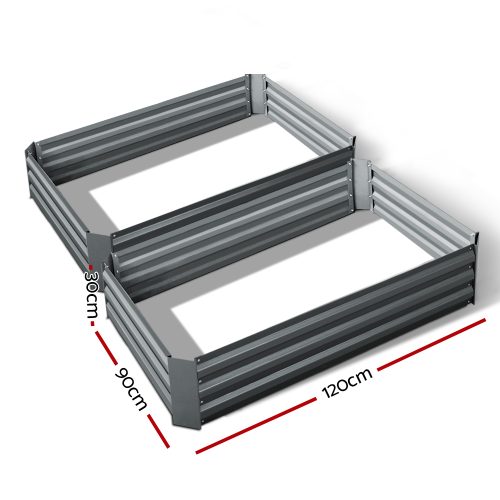 Garden Bed 2PCS Galvanised Steel Raised Planter – 120x90x30 cm