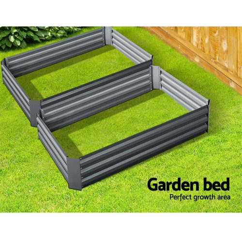 Garden Bed 2PCS Galvanised Steel Raised Planter – 120x90x30 cm