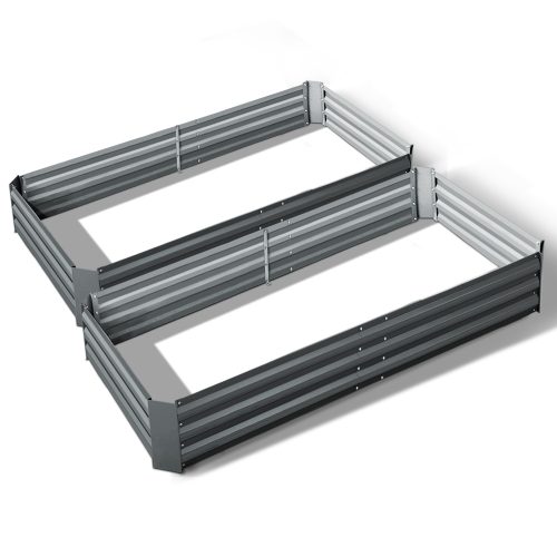 Garden Bed 2PCS Galvanised Steel Raised Planter – 210x90x30 cm