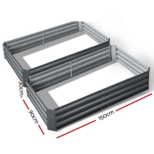 Garden Bed 2PCS Galvanised Steel Raised Planter – 150x90x30 cm