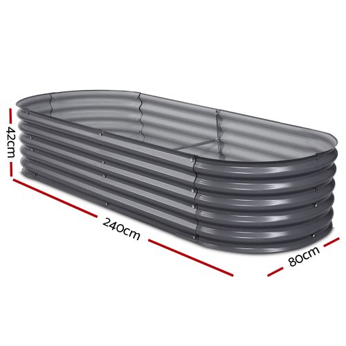Galvanised Raised Garden Bed Steel Instant Planter – 240x80x42 cm